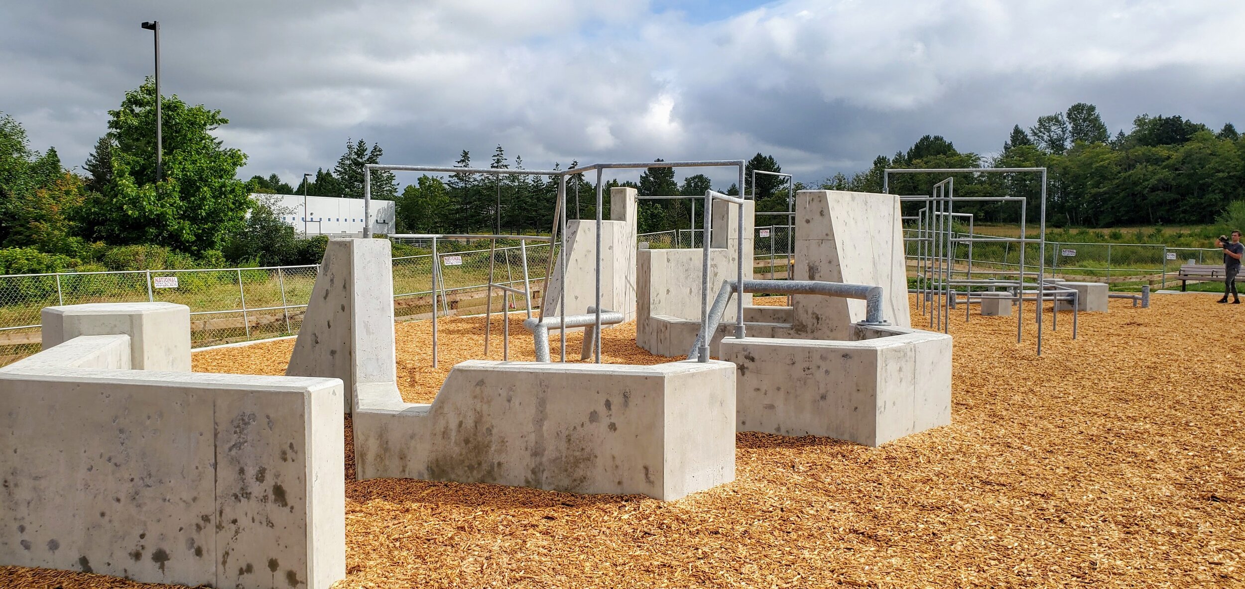 The parkour course at Cordata Park in its opening season, 2020