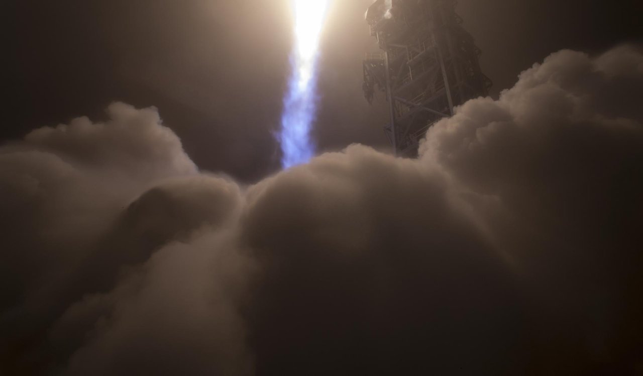 The United Launch Alliance Atlas V rocket carrying NASA's InSight spacecraft lifting off from Space Launch Complex-3 at Vandenberg Air Force Base, NASA Headquarters photograph