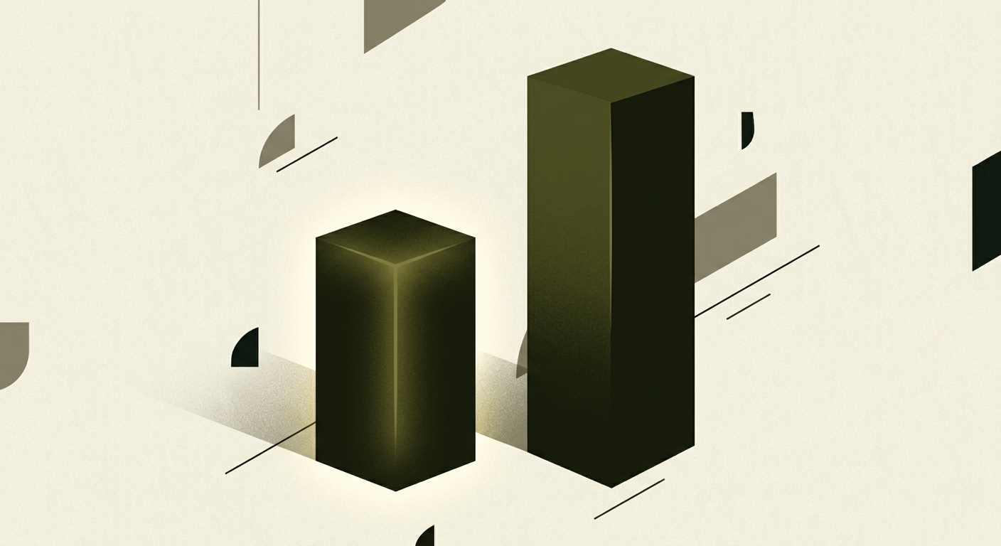 Two abstract bars showing cost efficiency over raw power