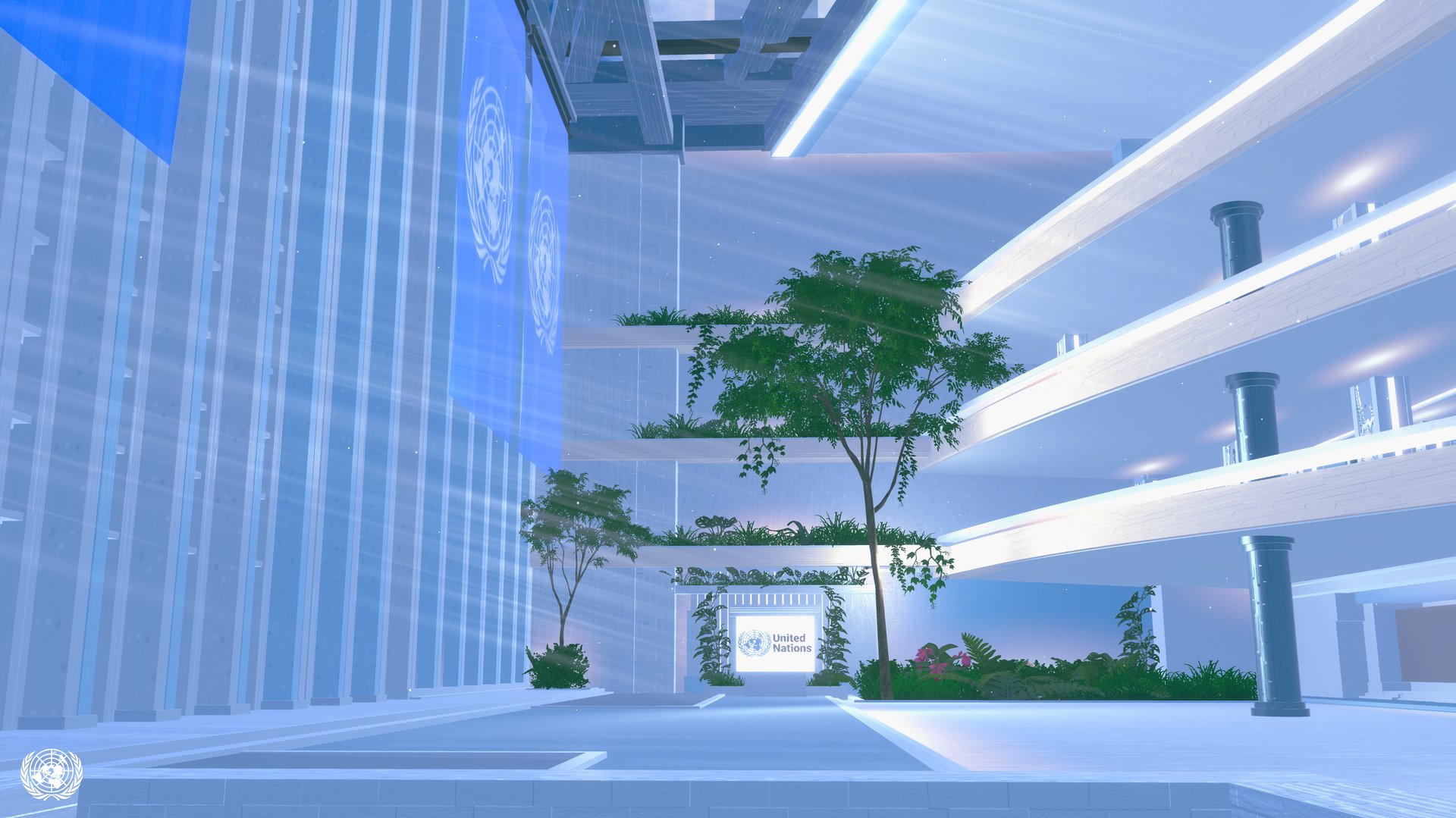 The entry hall of the virtual Assembly Hall at launch - finished and open to visitors